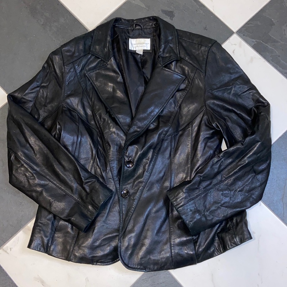 black genuine lamb skin leather blazer